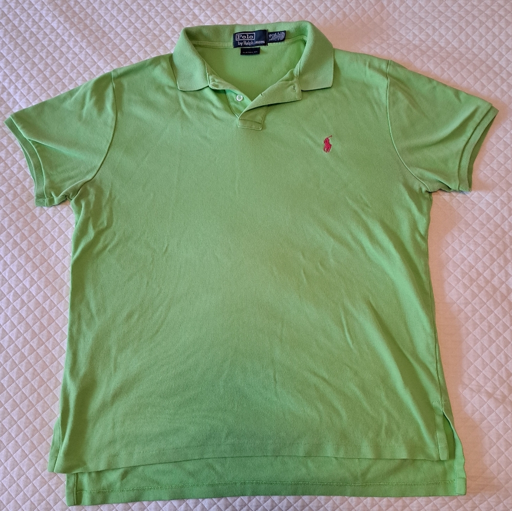Polo Ralph Lauren Short Sleeve Shirt Mens Large Lime Green - Very Soft!